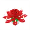 Other Event Party Supplies Festive Home Garden Musical Birthday Candle Cake Topper Decoration Magic Lotus Flower Candles Blossom Rotating S