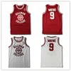 Sjzl98 um mundo diferente dwayne wayne 9 hillman faculdade teatro basquete jersey vermelho branco costurado # 9