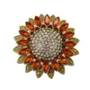 Gold Tone Zonnebloem Flat Back Flower Broches For Women Rhinestone Crystal Pin Broche voor trouwboeket