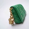 Mjuk pus läder kedja axelväska märke design casual kvinnor plånböcker och handväska grön koppling tote bag för kvinnor hög kvalitet g220422