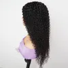 Jerry Curly Spets Frontal Wig 13x4 Spets Front Wigs Human Hair Pre Plucked 10a Brasiliansk remy hår naturlig färg för svarta kvinnor Glu264a