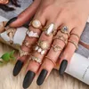 Cluster Rings Styles 2022 Trend Bohemia Midi Phalanx Women's Ring Crystal Opal Elk With Black Stone Knuckles Aesthetic JewelryCluster