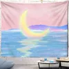 Pink Moon Starry Sky Tapestry Universe Wall Hanging Room Dorm Rugs Art Home Psychedelic Kawaii Decor J220804
