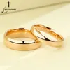 Letdiffery Smooth Stainless Steel Couple Rings Gold Simple 4MM Women Men Lovers Wedding Jewelry Engagement Gifts 220719