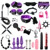 26pcs erotik esaret seti bdsm yetişkinler için seksi oyuncaklar kadınlar için erkekler kelepçeler meme kemiği kırbaç şaplak sm metal anal fiş vibratör