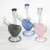 Heart Shape glass water pipes bongs hookah purple pink blue green color smoking dab rig reclaim catcher nectar straws 14mm Joint Water Pipe Oil Rigs