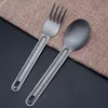 EDC Titanium Spoon Fork Outdoor Long Handle Lätt Portable Corrosion Resistant Pure Table Travel Camping Flatware New Y220530