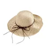 Wide Brim Hats Folding Straw Hat Women's Summer Outing Sun Visor Holiday Bow Tie Cool Seaside Beach Tide HatsWide Wend22