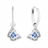 Brincos de argola de borboleta azul de primavera para mulheres femme 925 Sterling Silver Jewelry Wedding Brincho