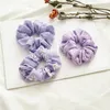 Fresh Flower Print Purple Mesh Hairbands Elastic Rubber Bands Women Ponytail Holder Korean Headwear Femme Hair Accessories