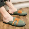 Mules Double Monk Strap Shoes Slippers Men Summer 2022 for Casual Beach Half Zapatilla Hombr220513