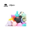 Hela 10st Lot Teethers Mus Baby Tinging Pärlor Tecknad silikon för halsband BPA Teether Toy Accessories Nursing DIY7309546