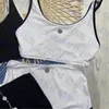 Biquíni feminino com logo pequeno, traje de banho de cintura alta para mulheres, verão, praia, dividido, biquinis270o