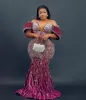 2022 Plus Size Arabic Aso Ebi Burgogne Mermaid Sexy Prom Dresses Sweetheart Pärled Evening Formal Party Second Reception Birthday Engagement Gowns Dress ZJ454