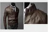 Ny mode Autumn Male Läderjacka plus storlek 3XL Black Brown Men Stand Collar Pu Jackets Biker L220801