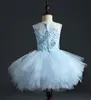 Vestidos de menina elegante tule tule renda infantil concurso de criança longa vestido de flor de flor para casamento e festa da primeira comunhão garotas