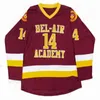 A3740 Bel-Air Academy 14 Will Smith Movie Hockey zszyta Jersey 100% haft męskie damskie hokejowe hokejowe czerwone koszulki