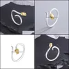 Band Rings smycken 925 Sterling Sier 2 Färger Guld Rose Flower Resizable Opening Ring Drop Delivery 2021 7MOQ4