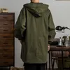 Men's Trench Coats Men's Tactical Hooded Trench Coat Zipper Midlength Casual Windbreaker for Autumn and Spring Vintage Clothes Parka 220826