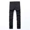 2022 Venta al por mayor-Swag Mens Designer Brand Black mens Jeans Skinny Ripped Destroyed Stretch Slim Fit Hop pantalones Moda de mezclilla larga con agujeros para hombres JS34 tamaño 28-38