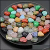 Stone Loose Beads Jewelry Natural 18Mm Heart Round Opal Rose Quartz Tigers Eye Cabochons Flat Back For Necklace Ring Earrrings Drop Delivery