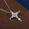 Pendant Necklaces Cross Inlaid Zircon Ladies Necklace Religious Jewelry Fashion Silver Color Chain For Women WholesalePendant