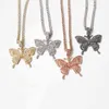 STATment Big Butterfly hanger ketting Hip Hop Iced Out Rietestone Chain for Women Bling Tennis Chain Crystal Animal Choker Sieraden