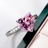 Обручальные кольца Ailodo романтическая форма формы сердца для женщин роскошные розовые белые цвета кубические циркониевые ювелирные украшения подарок подарки