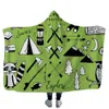 Camper Picnic Capuz Cobertoras para crianças Camping Warm Camping Throw Planta com capuz Sherpa Moble Sherpa Fleece Bobet para crianças