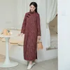 Robes décontractées Johnature Femmes Coton Lin Stand À Manches Longues Bouton Imprimer Floral Lâche Vêtements 2022 Automne Style Chinois DressCasual