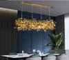 Modern Stainless Steel Chandelier Leaf Sequin Restaurant Hanging Lamp Golden Personality Shop Bar Kitchen Island