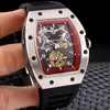 Reloj Diseñador de lujo para hombre Mecánica Reloj Rihca Milles Automático Mecánico Esqueleto Negro Rosa Oro Camuflaje Caucho Hombres Acero inoxidable