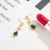 Dangle Chandelier Vintage Fashion Stars Green Crystal Emerald Gemstones Drop Earrings For Women Gold Color Jewelry Bijoux Party 7315767