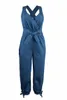 Jumpsuits voor dames rompreren casual denim jeans halter v nek overalls zomer sexy backless mouwloze playsuits plus size xxl high street ro