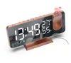 Radio FM LED Digital Smart Alarm Table Clock 180° Time Projector Specchio per il trucco Timer elettronico Display della temperatura Decorazioni per la casa