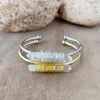 Bangle Natural Clear Crystal Armband Quartz Gold eller Silver Plated Wire Wrapped Justerbar armbandbangleBangle INTE22