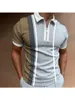 Polos pour hommes de luxe vêtements pour hommes chemises Patchwork imprimé décontracté à manches courtes t-shirt hommes col rabattu fermeture éclair hauts hommes
