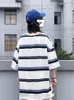 Hip Hop Koszulka z krótkim rękawem Kobiety T Shirt Para Japoński Proste Paski Pół Rękaw Summer Koreański Luźny Student Black Top 220328