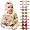 Recém -nascido Floral Floral Muslin Cotton Nylon Bands Girls Hair Bow Nylon Bandeira Baby Knotbow Elastic Hair Bands Kid