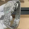 Moda luksusowy hip-hop pełny mrożony mrożony moissanite ze stali nierdzewnej Trzej wielofunkcyjny zegarek mechaniczny