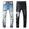 Mode Heren Jeans Verontruste Ripped Biker Jean Slim Fit Motorfiets Denim Broek Groot Formaat Heren Designer Broek