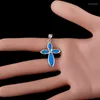 Collane con ciondolo Infinity Cross Ocean Blue Fire Opal Gioielli in argento placcato per collana da donna Collane con ciondolo Ciondolo