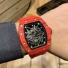 Watches armbandsur designer affärs fritid Richa Milles kolfiber Personlig ihålig Mens Automatisk mekanisk klockbandtrend