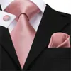 100 Silk Classic Mens Wedding Coral Pink Red Peach Tie Pocket Square Cufflinks Set Rose Ties For Men Solid Paisley