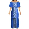 Design Lady Samoan Off Shoulder Rüschen Halbarm Puletasi Polynesian Traditional Tribal Dress Drop Couples Dress 220706