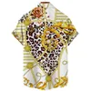 Мужские повседневные рубашки летняя мода мужская золотая цепочка припечатка с коротким рукавом с коротким рукавом Slim Hawaiian рубашка пляжная одежда Eldd22 Eldd22