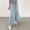 2022 Casual hoge taille losse vrouwelijke zeemeermin jeans rokken chique lente zomer uitgerekte vrouwen denim midden lengte rokken l220725