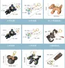 20style Fashion Keychain Cute Small Bear Print Pattern PU Leather Keychains Car Accessories KeyRing Key Wallet Chain Rope Chain