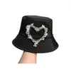 Bucket Hat French Fashion Heavy Industry Rhinestone Love Fisherman Light Luxury Trend Women Summer Sunshade Yf0507