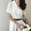 Women Blouse Polka Dot Shirt Summer Short Sleeve V Neck Casual Elegant Print Tops Female Clothing White Shirts #366 220611